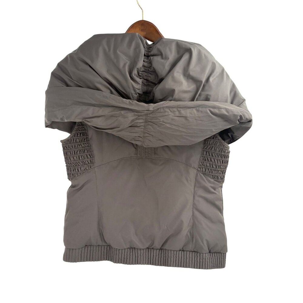 Elie Tahari Down Vest Oversized Collar Womens Medium Outerwear Gray Winter Hood - Picture 2 of 6